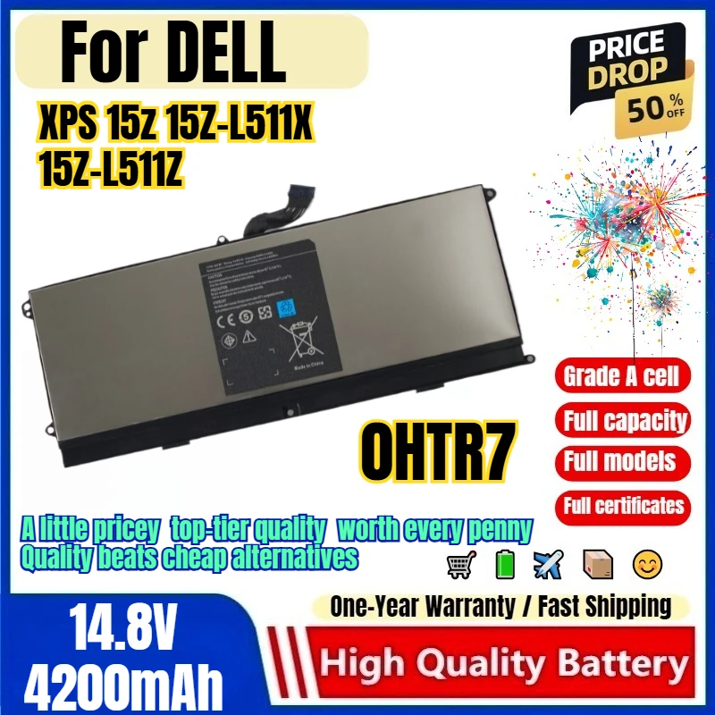 0HTR7 for DELL XPS 15z 15Z-L511X 15Z-L511Z Laptop Battery 0 Cycle High Quality Capacity Battery Replacement Bateria Grade A Cell