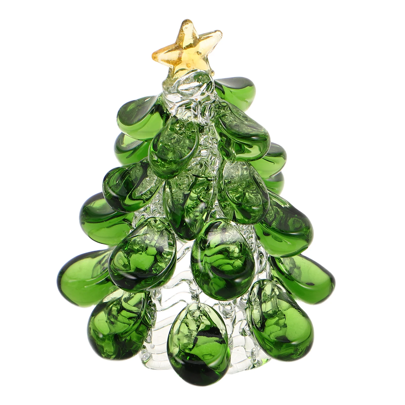

Clear Glass Tree Christmas Paperweight Crystal Table Centerpiece Green Tabletop Decoration