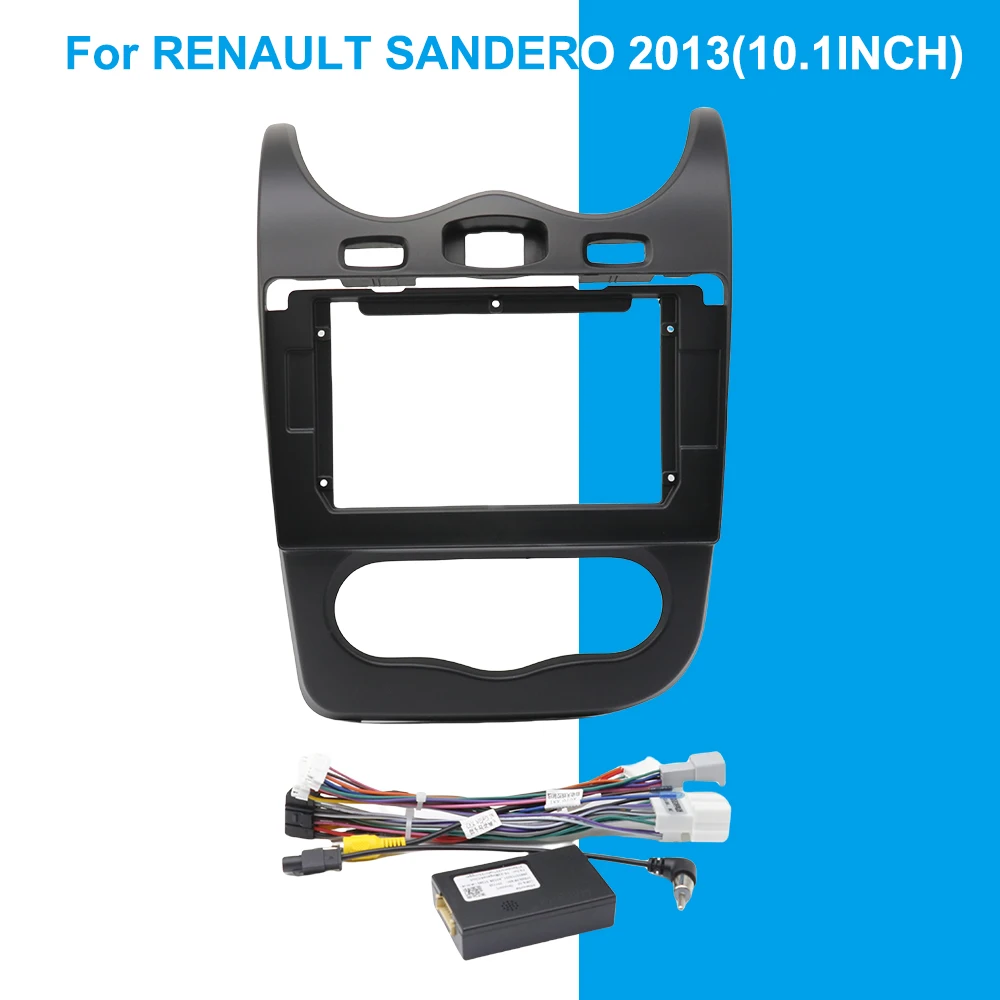 10.1 นิ้วรถสเตอริโอกรอบ 2 Din วิทยุ Dash กรอบติดตั้งสําหรับ RENAULT SANDERO 2013 สายอะแดปเตอร์ Canbus ถอดรหัส