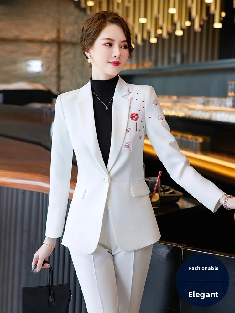 

White Miniature Suit Jacket Elegant Professional Autumn Winter New High-End Feeling Top Career Suit Set Women's Fashion
