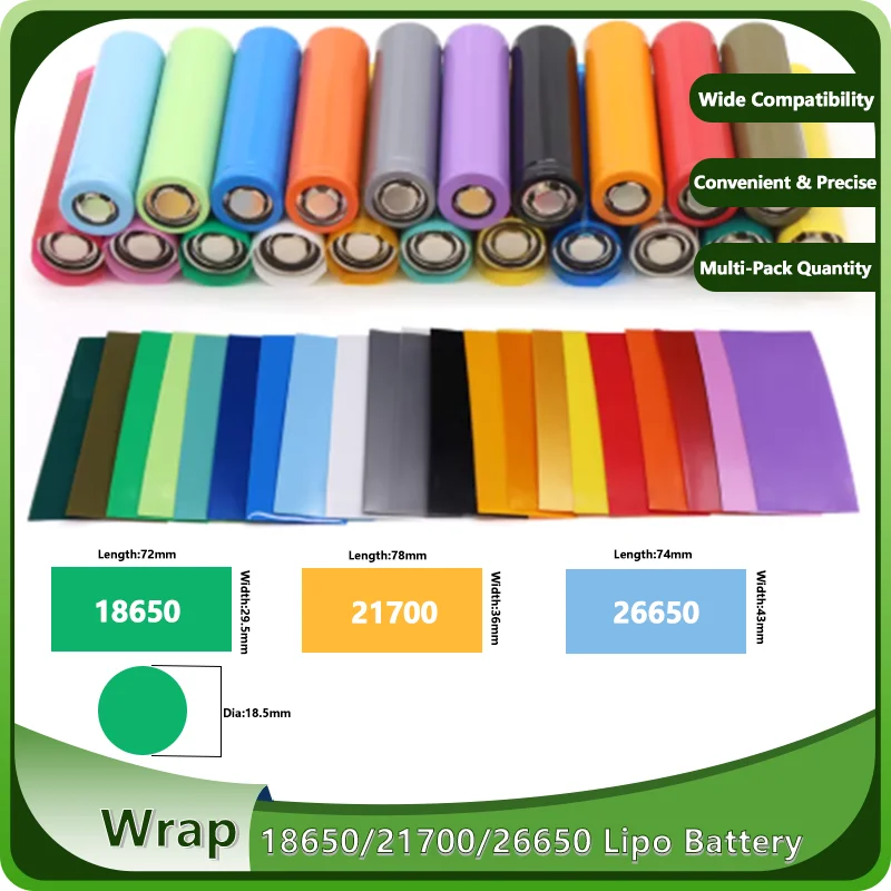 PVC Heat Shrink Tube 18650/21700/26650 Lipo Battery Wrap Precut Insulated Film Cover Lipo Battery Sleeve Casing 25~250PCS