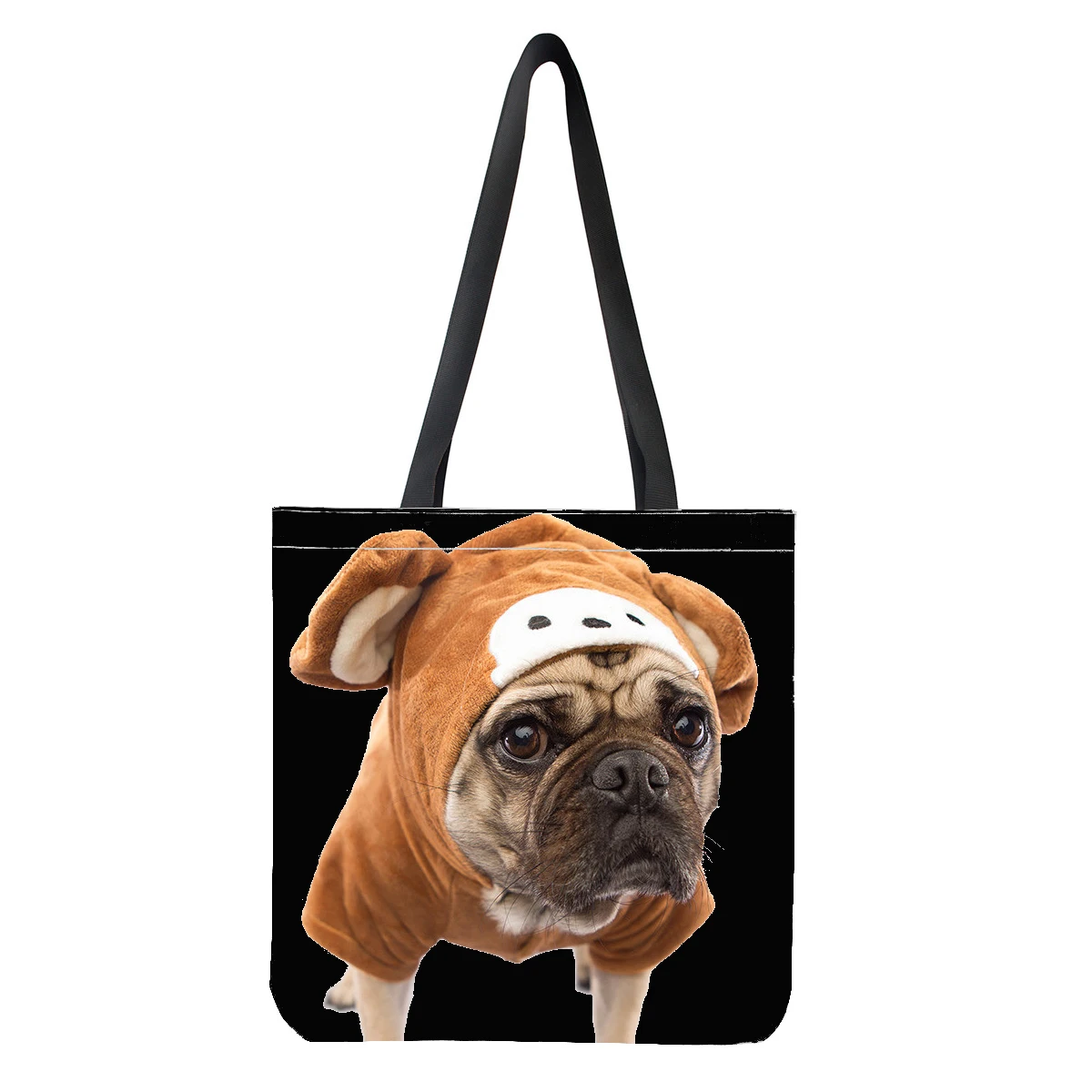 Cute 3D Bulldogs Printting Tote Bag Reusable Shoulder Bags Folding Shopping Bag Women Casual Handbags Lady Fabric Totes