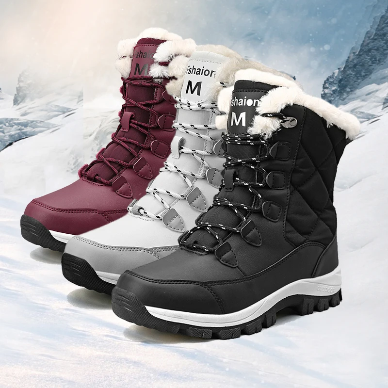 

2025 NEW Winter Snow Boots Women Plush lining Outdoor Sport Shoes Waterproof Mountaine Shoes Anti Slip Trekking Shoes Women