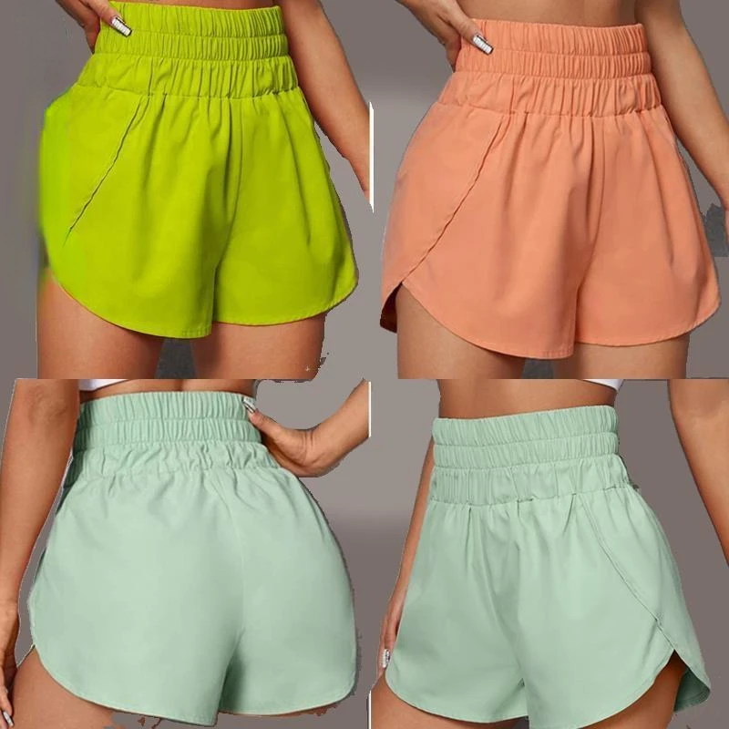 女性用ハイウエストヨガショーツ、アスレチックジムワークアウトショーツ、速乾性、軽量ライナー、ハイスリット