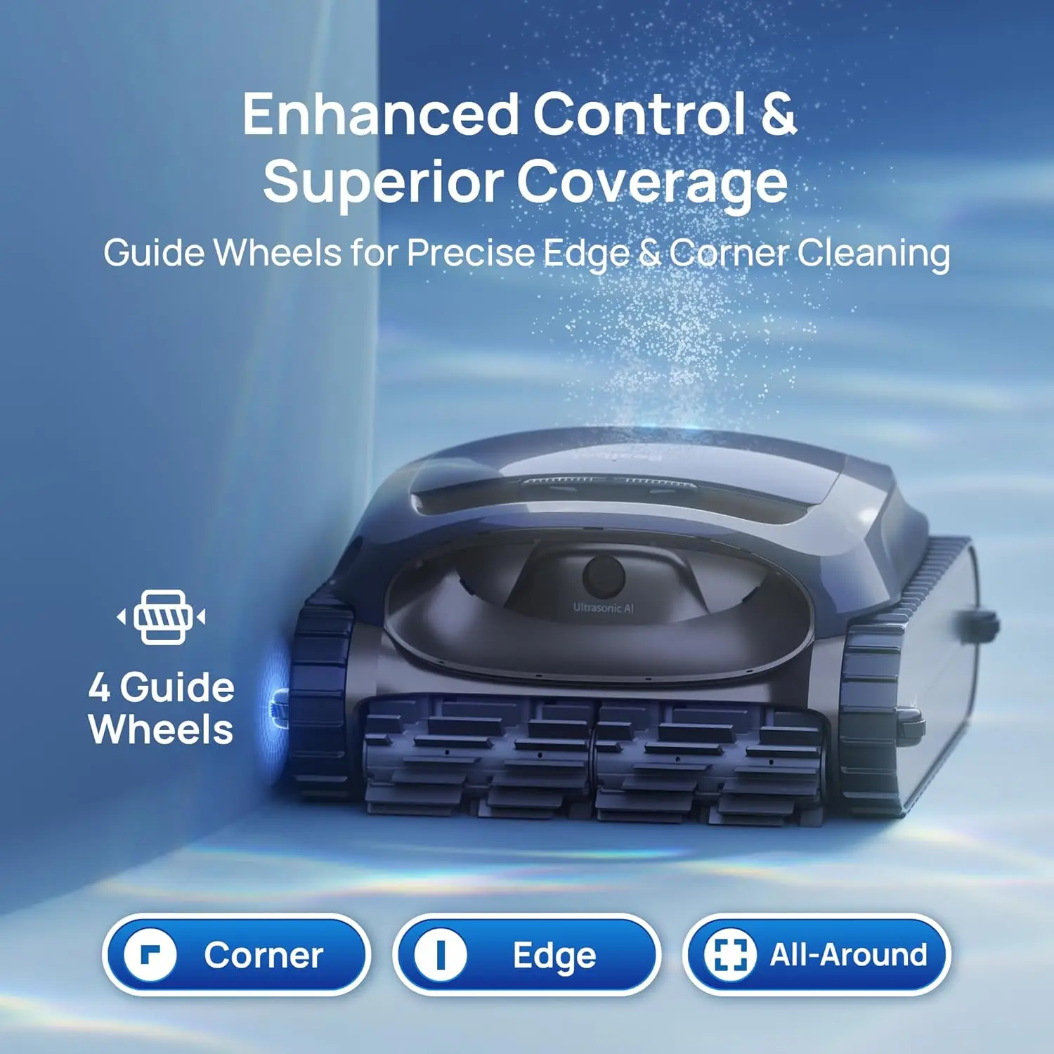 Cordless Pool Cleaner Robot Double Pass Waterline Scrubbing Smart Surface Parking Floor Wall Waterline Cleaning