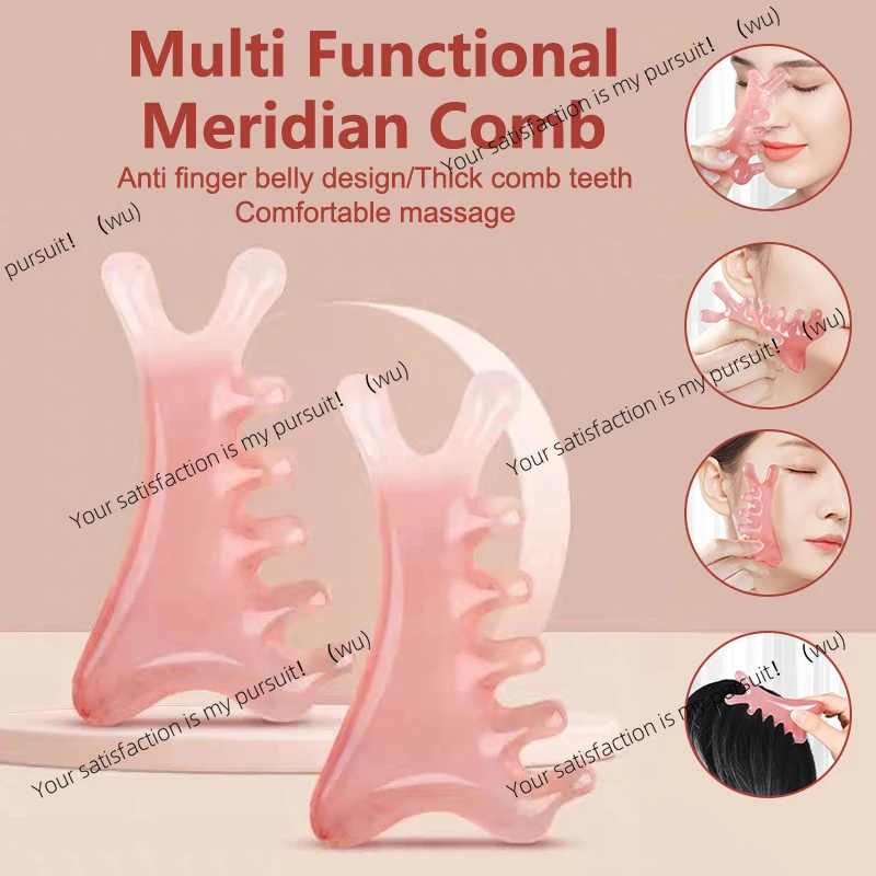 2Pcs Body Meridian Massage Comb Plastic Five Teeth Wide Tooth Comb Blood Circulation Antistatic Smooth Hair Comb