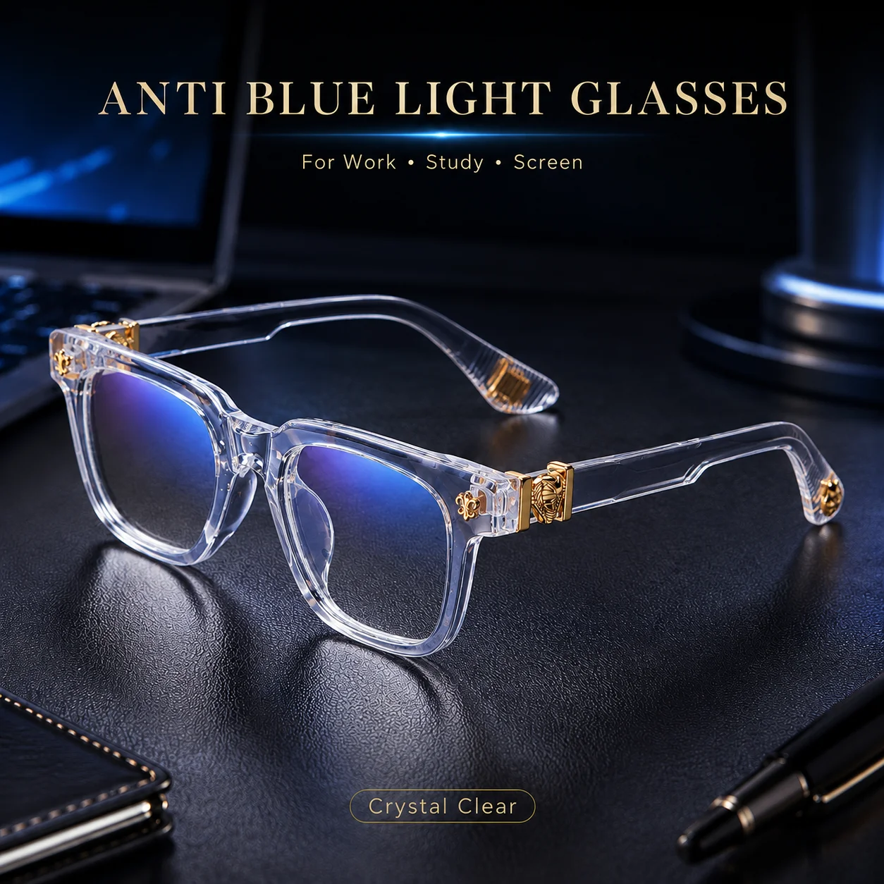 Blue Light Blocking Glasses Retro Square Thick Frame Snake Head Decor Anti Eyestrain Computer Eyewear for Men Women Gaming