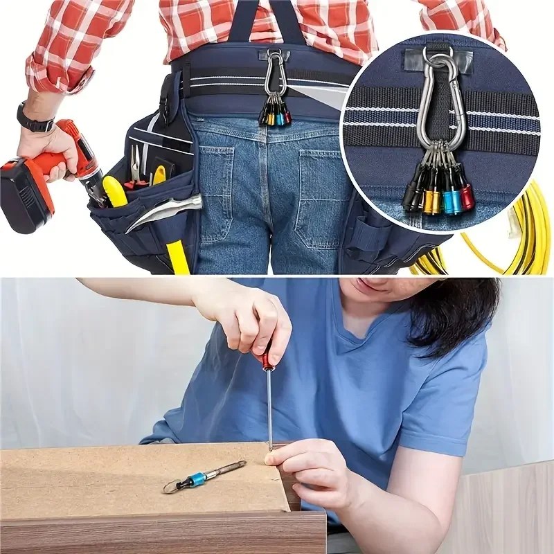 New Choice for Portable Tools! 1/6 Portable Drill Bit Holder Keychain, 1/4 Hexagonal Handle Seamless Docking, Hexagonal Handle Screw Quick Adapter