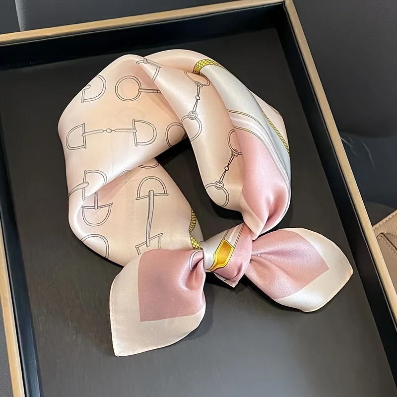 Luxury 100% Pure Silk Square Scarf Elegant Geometry Neckerchief Bandana Headband Pocket Square Soft Bag Accessory for Women Gift