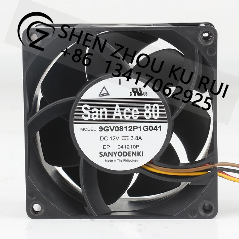 Sanyo 12 V Vierdraht 3,8 A 8038 80 x 80 x 38 mm 8 cm Hochgeschwindigkeits-Ultra-Stahl-PWM-Konverter 9GV0812P1G041 Lüfter