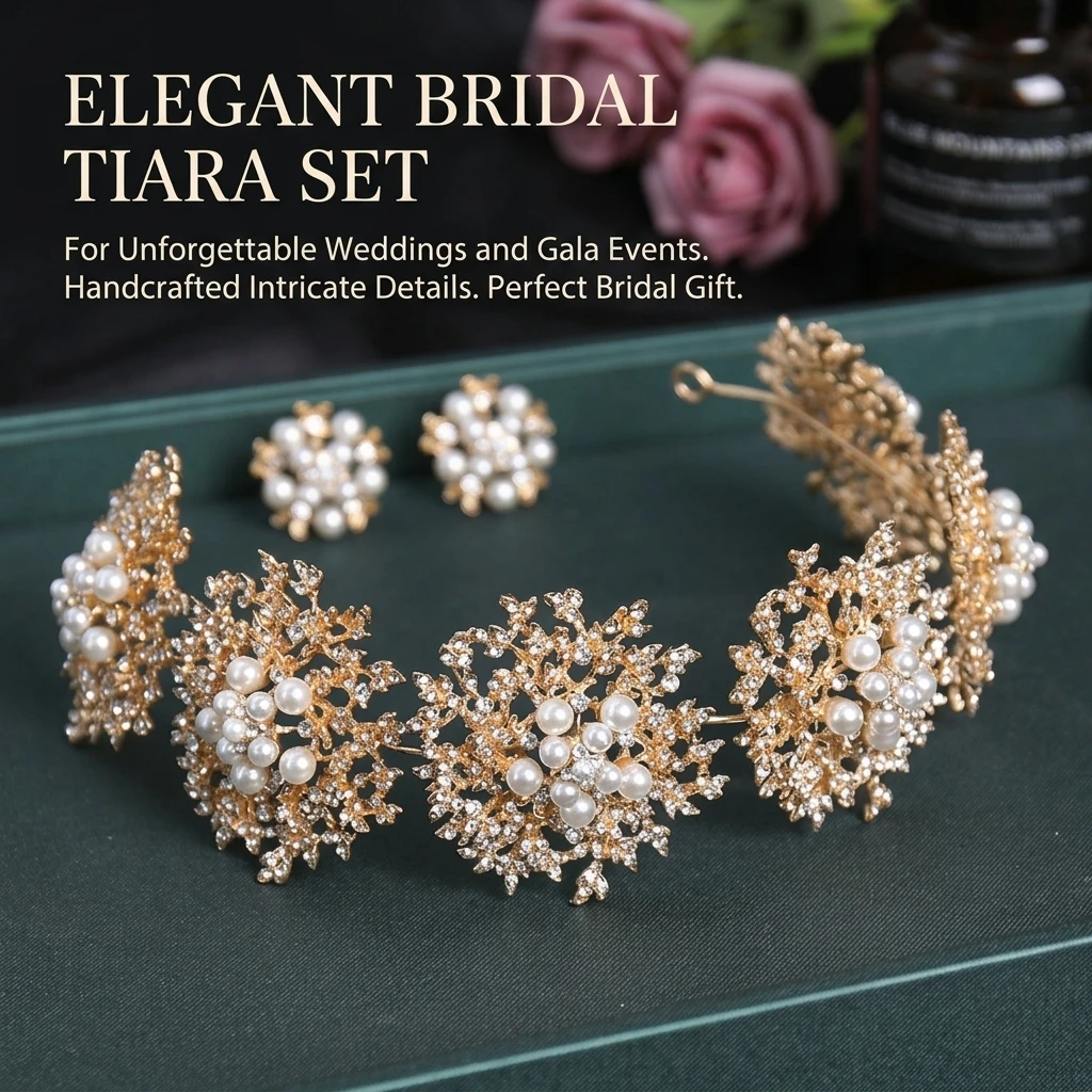 

Glitter Jewelry Headband Light Luxury Metal Pearl Flower Hair Hoop For Women Girls Trendy Hair Decor Accessory Elegant Headwear
