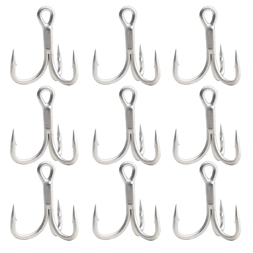 30 Uds anzuelos triples anzuelo reforzado de 4X de diámetro anzuelo de pesca con púas afiladas de acero rico en carbono para pesca en agua dulce/salada
