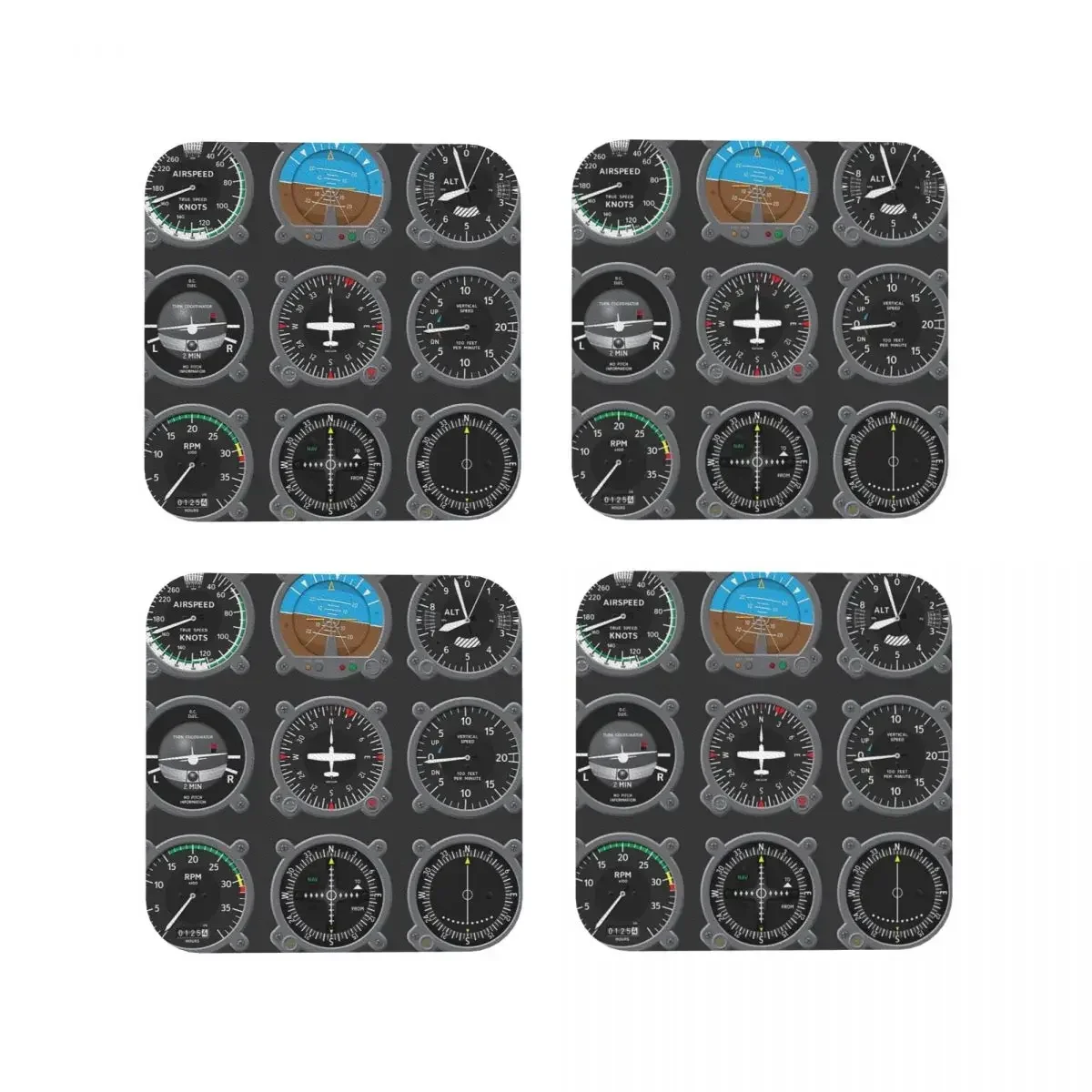 Aircraft Instrumentation Cluster Coasters Kitchen Placemats Non-slip Insulation Cup Coffee Mats For Decor Home Tableware Pads