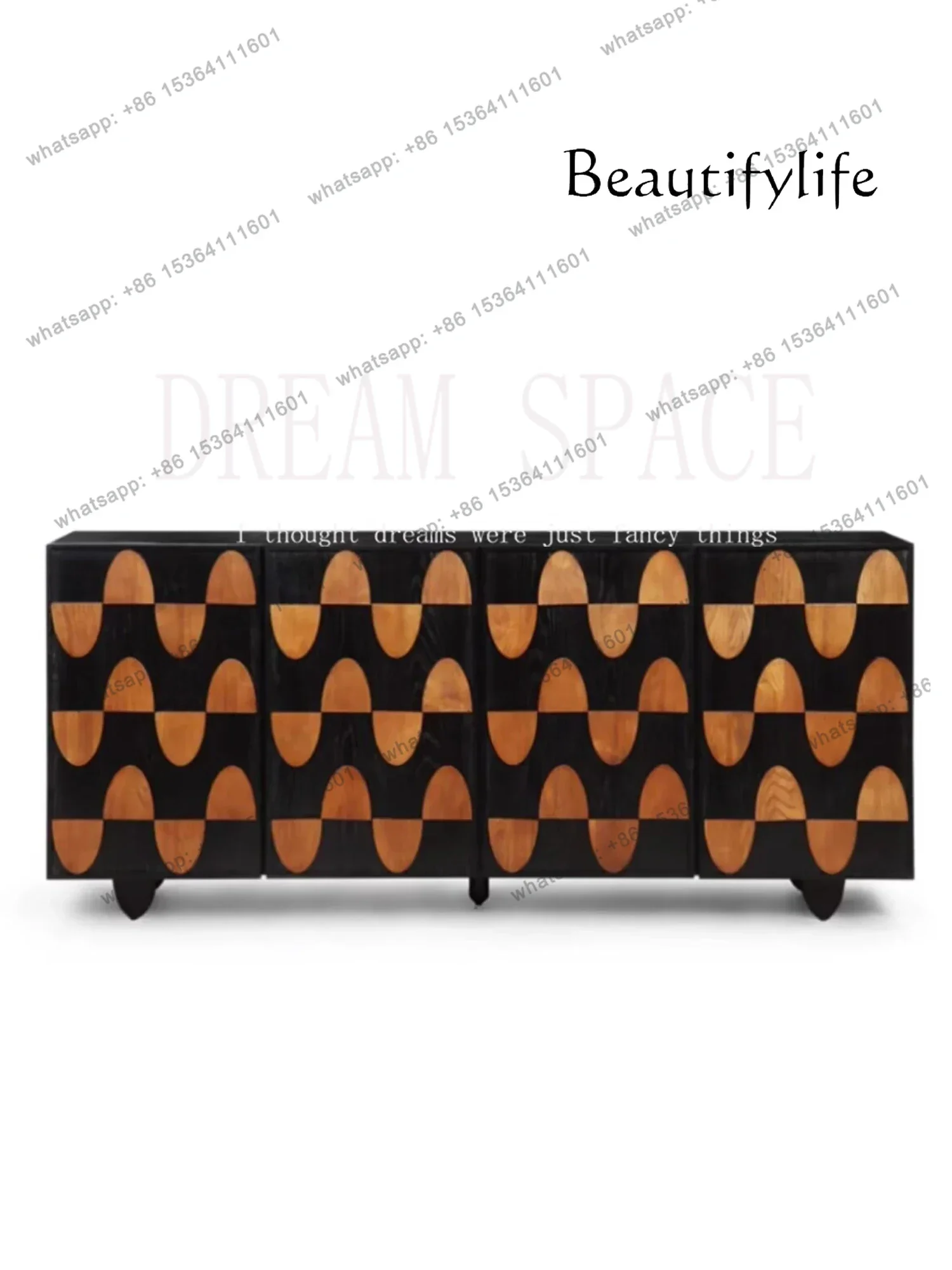 

Medieval solid wood art dining side cabinet designer living room locker American entry porch cabinet household