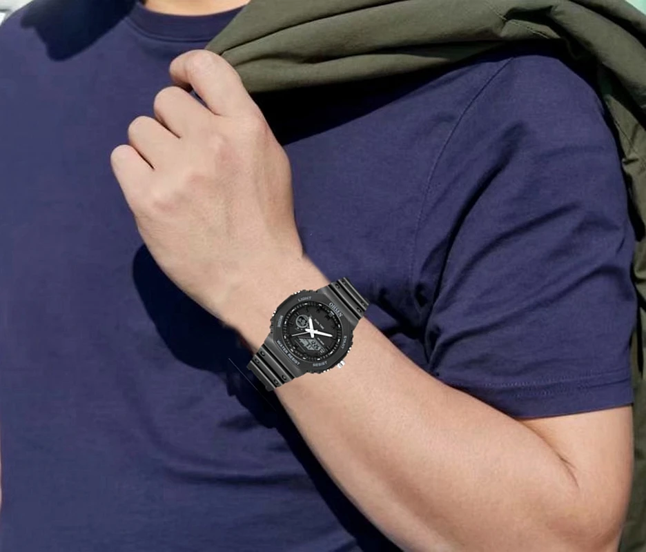 Relojes digitales para deportes al aire libre para hombres, silicona gris, impermeable, táctico, electrónico, reloj de cuarzo para hombres, moda