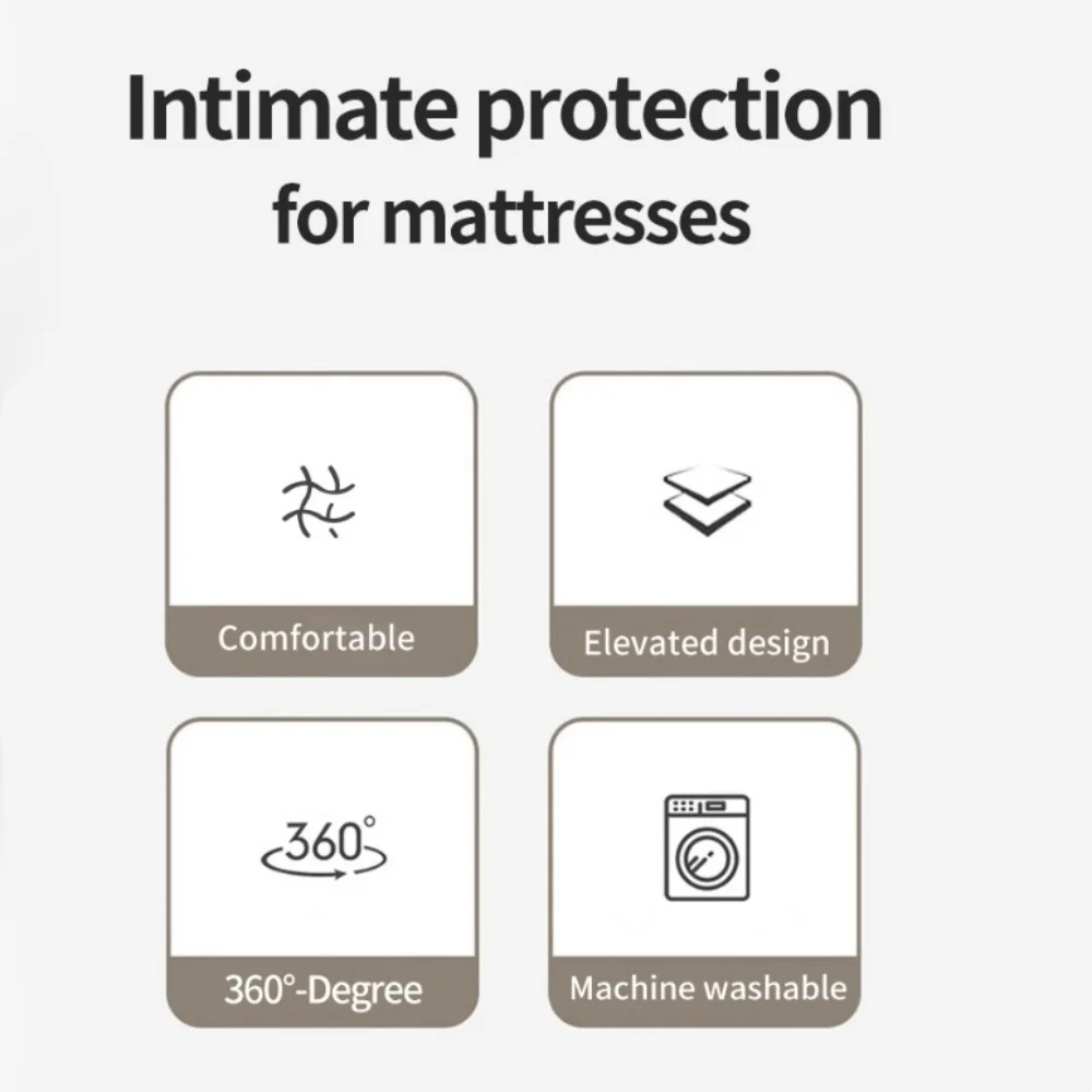 All-in-One Ice Silk Fitted Sheet Set Full Wrap Mattress Protector Machine Washable Solid Color with Pillowcases for Home Bedroom