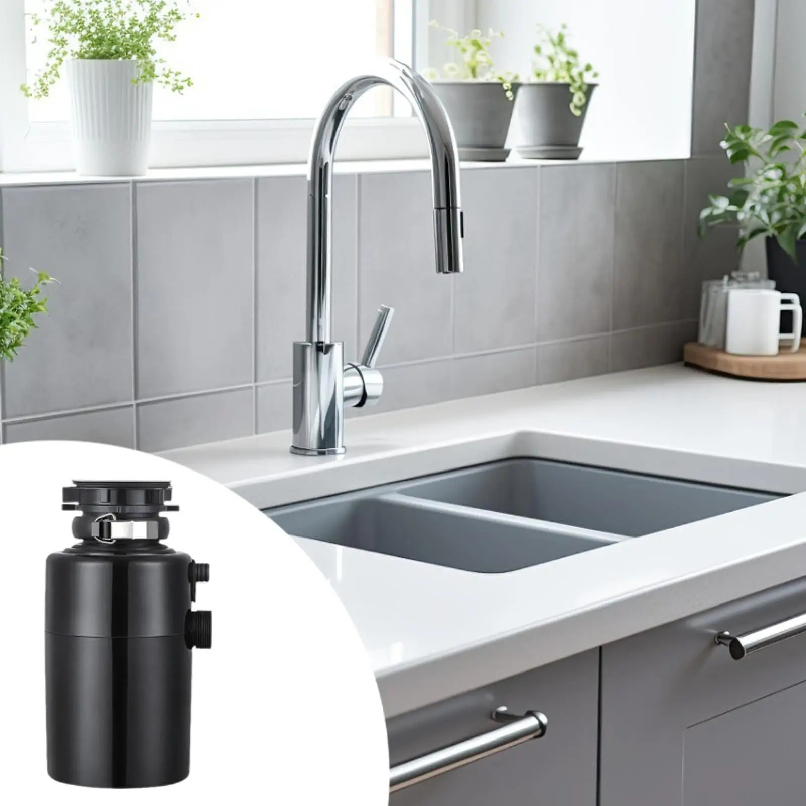 生ごみ処理機 1/2HP 簡単設置コンパクト生ごみグラインダー キッチンシンク用