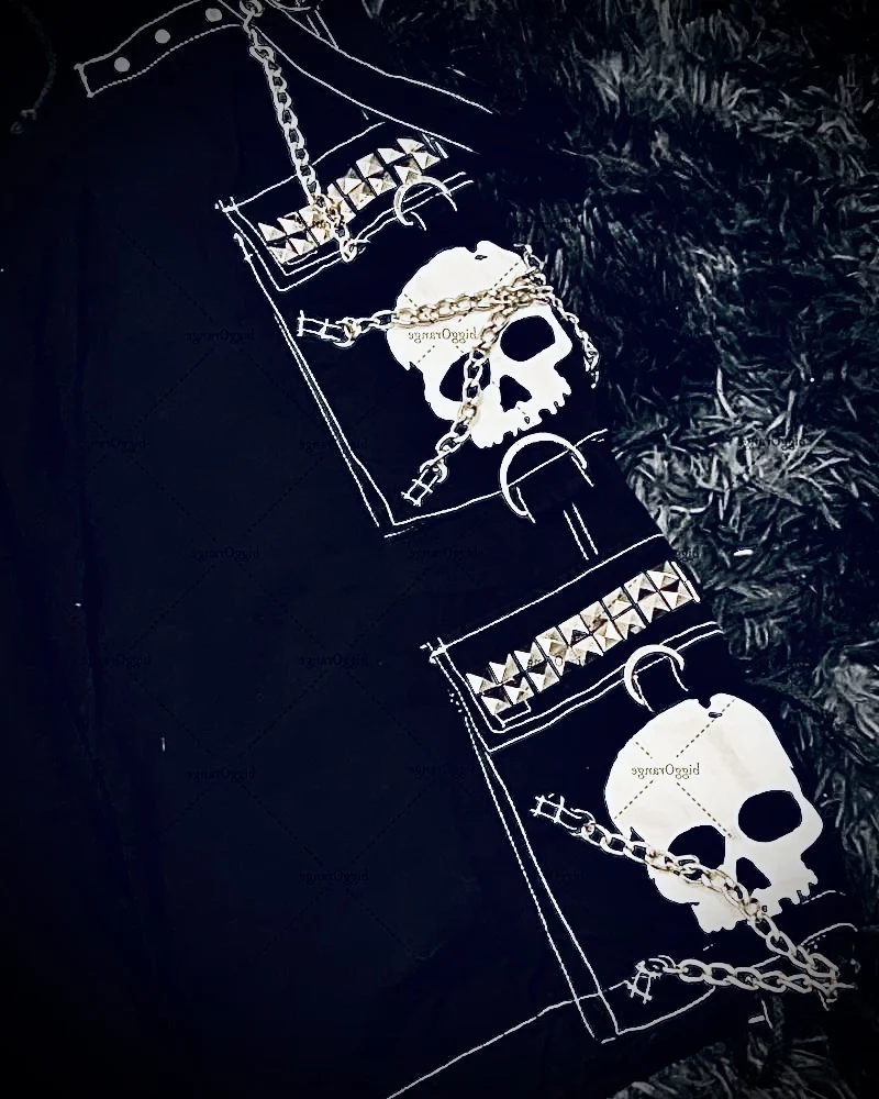 

newNew Y2K hip-hop 2025 American skull chain design jeans retro fashionable wide-leg pants rock Harajuku punk loose pants trend