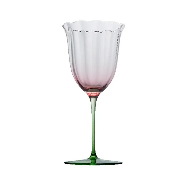 Creative Light Luxury Vintage Flower Red Wine Tall Glass Crystal Glass Pink Green Champagne Glass