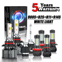 8x Canbus 9005+D2S LED Headligh + H11 Fog Light + 9145 DRL 9-32V 6500K 100000LM 500% Super Brighter 1:1 Same Size Plug and play