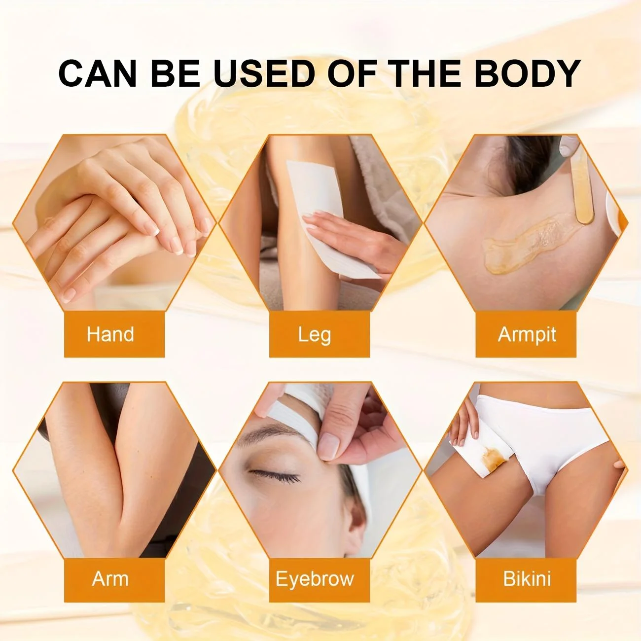 Viilife Portable 60g Natural Honey Wax Kit with 100 Wax Strips 100 Scrapers,Mild Wax for Face Underarm Leg Bikini Sensitive Skin