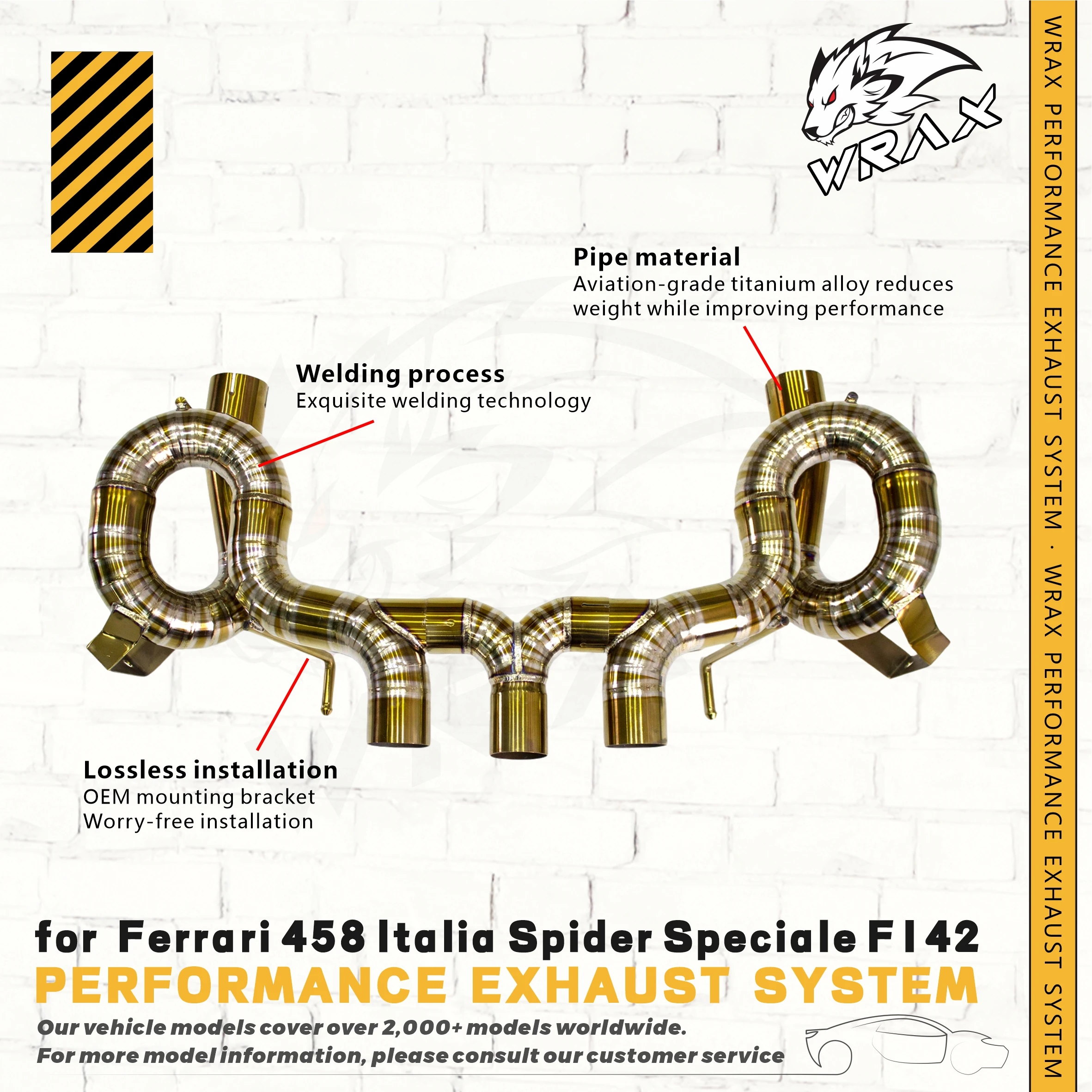 WRAX Exhaust Titanium Catback for Ferrari 458 Italia Spider Speciale F142,Aviation-grade titanium alloy