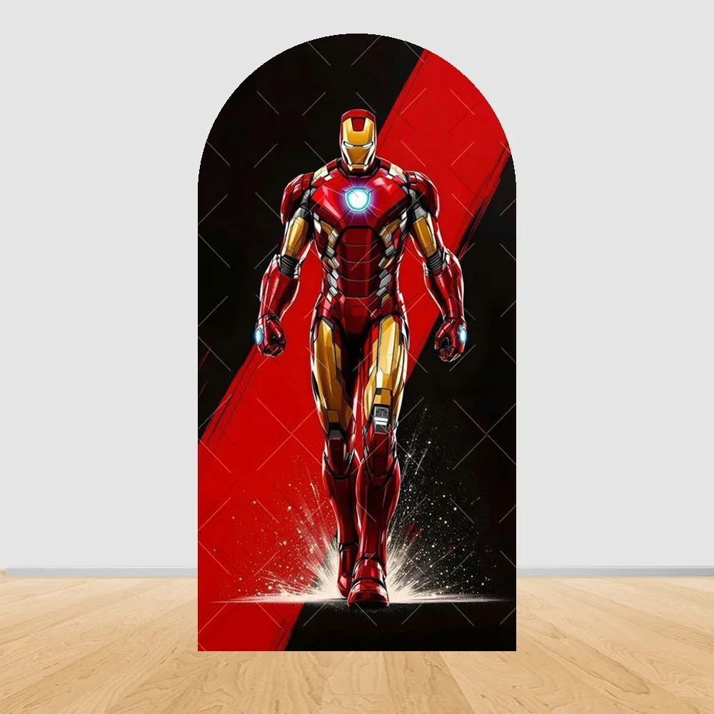 Avenger Iron Man Hulk Arch Backdrop Cover Spider Man Kids Boy Birthday Party Custom Name Decor Baby Shower Background Supplies