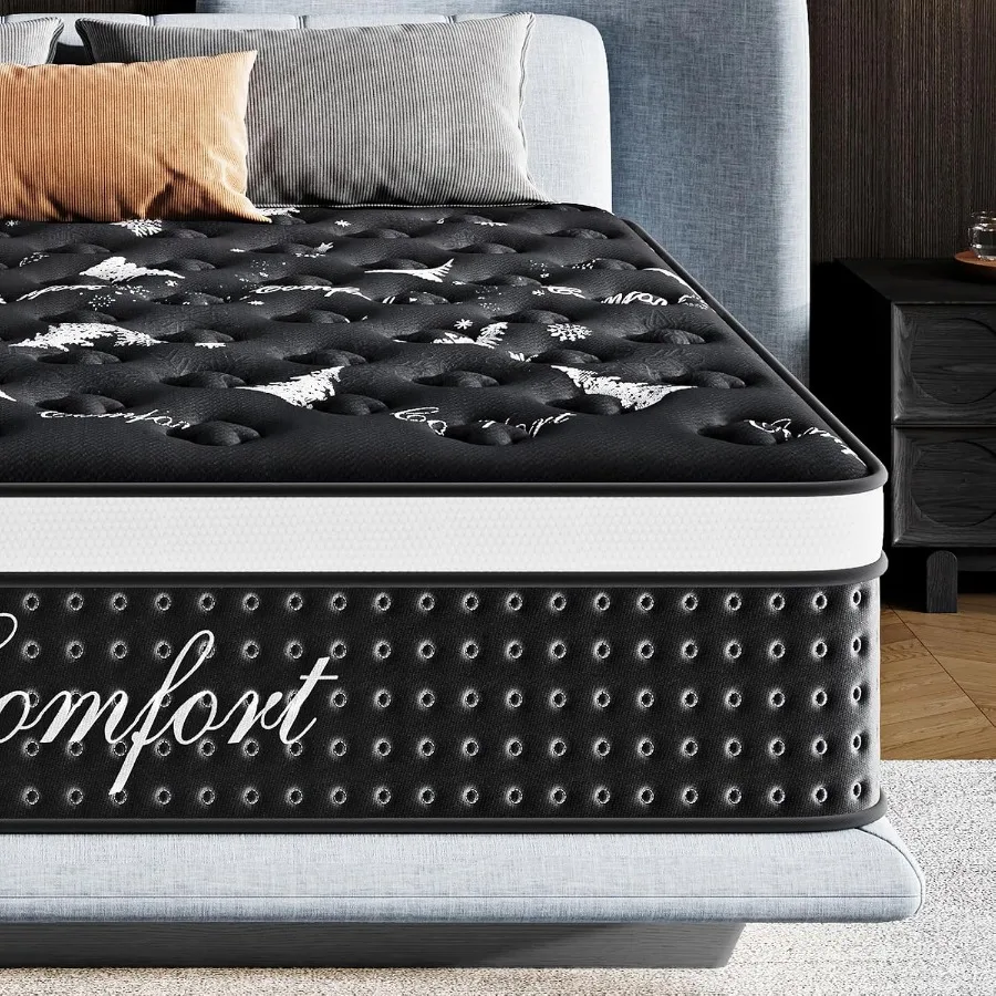 Mattress, 12 Inch Size Mattress in a Box, with Cooling Memory Foam Pocket Springs, Firm Mattresses, Pressure Relief Motion Isol