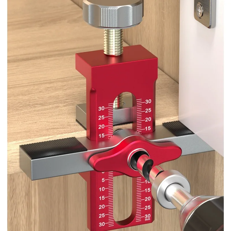 

Приспособление для сверления дверей шкафа 2 в 1, приспособление для фурнитуры шкафа из алюминиевого сплава, регулируемый инструмент для быстрого позиционирования двери шкафа, инструмент для открытия отверстий