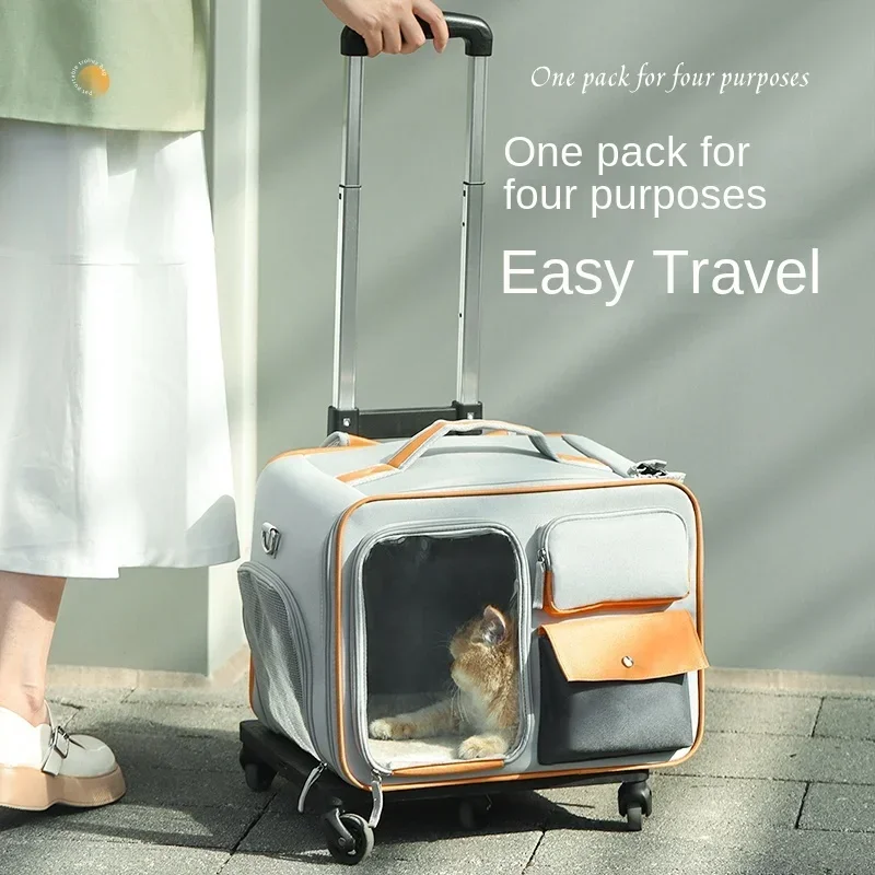 Cat Bag Pet Trolley Suitcase Portable Suitcase Trolley Dog Travel Stress Proof Backpack Suitcase Carrier