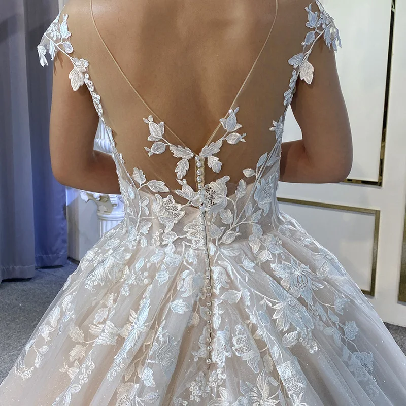 Luxury Embroidered Lace Tulle Trailing Brides Wedding Dresses 2024 Sexy Backless Evening Shooting Dress Women Formal Occasions