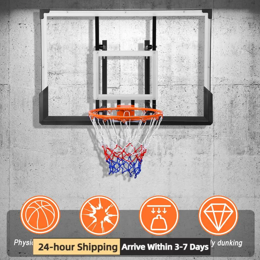 

47 Inch Basketball Hoop Wall Mounted Design Polycarbonate Backboard Alloy Steel Rim for Home Indoor Outdoor Basketball Training