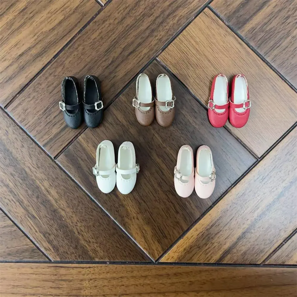 Azone/OB22 Platte zolen Laag uitgesneden Puntige neus Meerkleurig Mat lederen loafers Speelgoed Meisjes Dagelijks Zwart BJD Schoenen Popaccessoires
