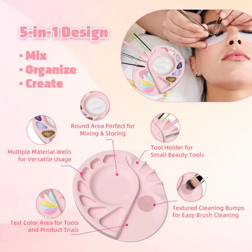 Palet Alas Bedak Silikon Tahan Lama Multifungsi Palet Alas Bedak Dapat Digunakan Kembali Palet Kecantikan Mudah Dibersihkan Nampan Palet Kecantikan Wanita Anak Perempuan