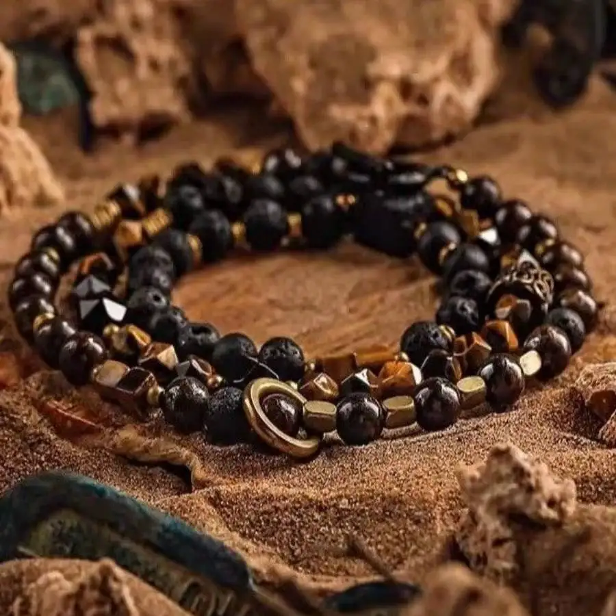 

Handmade natural stone bead bracelet,men's cuff button bracelet,Ramadan prayer bead,women's meditation,holiday gift,daily wear