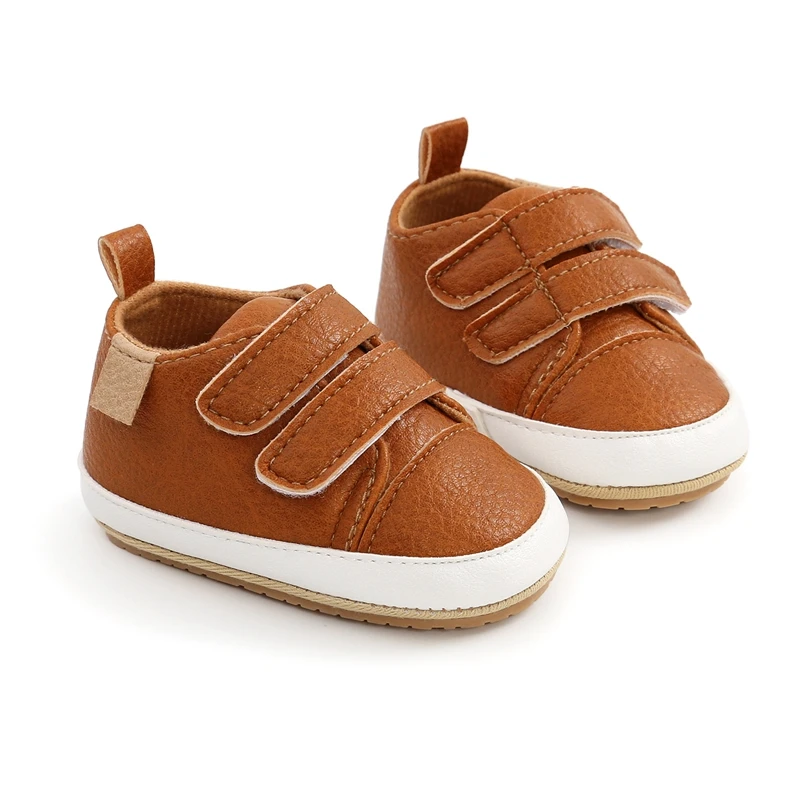 Baby Boy Girl Soft Sole Rubber Shoes Newborn Infant Synthetic Leather Non-slip Shoes Toddler First Walkers