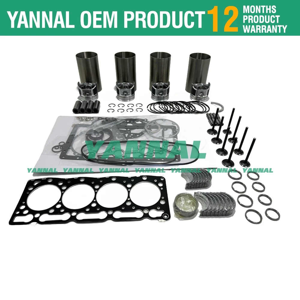 New V1505 Overhaul Rebuild Kit For Kubota Full Gasket Set Kit+ Piston + Piston Rings+ Cylinder Liner Engin Parts