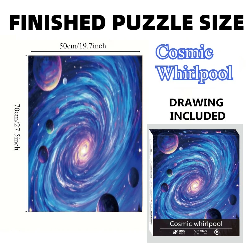 

White Cardboard Cosmic Whirlpool 1 Box 1000-Piece Jigsaw Puzzle - Finished Size：70x50cm Fantasy Wall Art