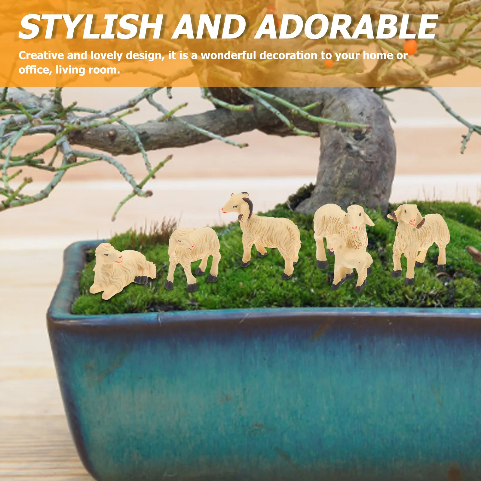 

6Pcs Resin Sheep Ornaments Exquisite Home Garden Miniature Decor Adorable Microlandscape Supplies Sheep Garden Decoration