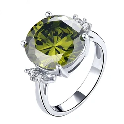 Rings For Women 2017 Silver 925 jewelry Solitaire Green Spinel Section Fine Jewelry Engagement Party for Girls Christmas Gift