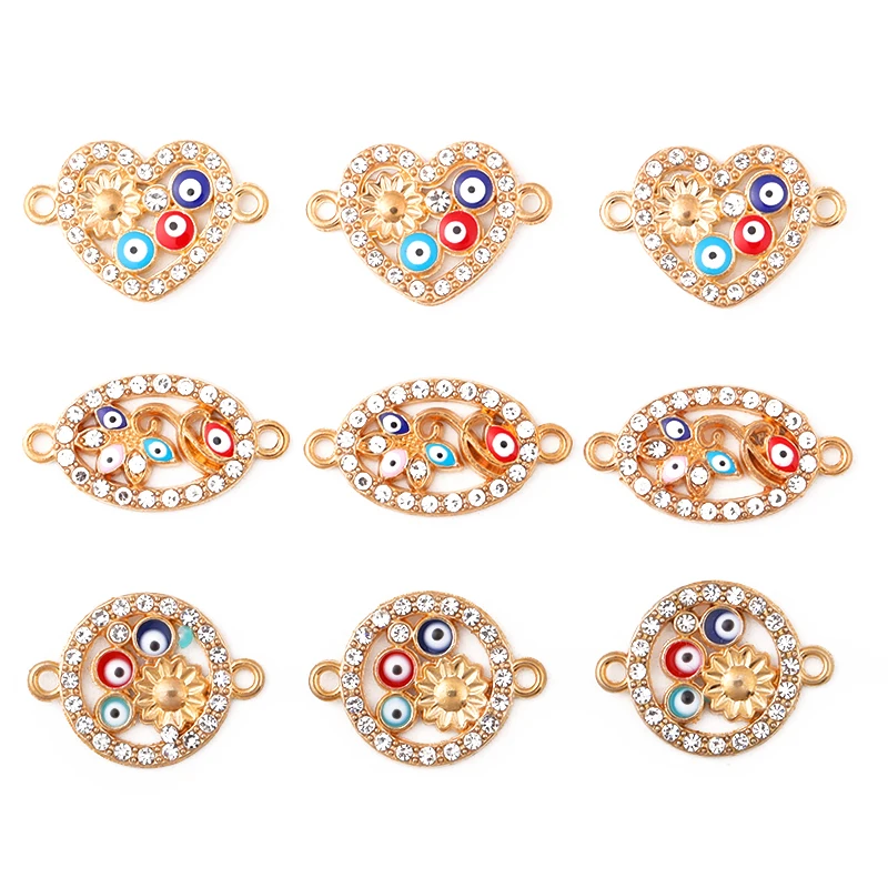 15Pcs 13*25MM Colorful Lucky Blue Eyes Charm Pendant Connector Women's Jewelry DIY Necklace Bracelet Earrings Accessories Gifts