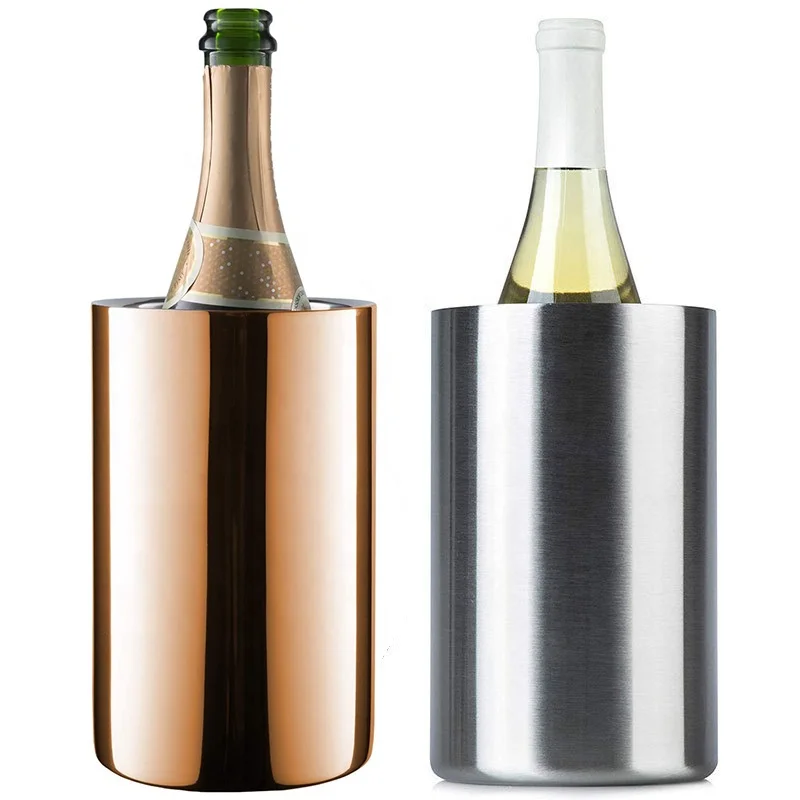 Custom logo and Packaging Double Walled Stainless Steel Insulated Wine Cooler and Champagne Ice Bucket