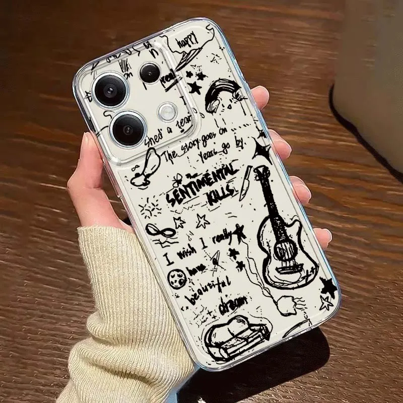 

Cartoon Anime Guitar For Xiaomi Redmi 10 11 K30 K40 K50 K60 K70 Pro Prime Plus Ultra Zoom 5G Transparent Phone Case