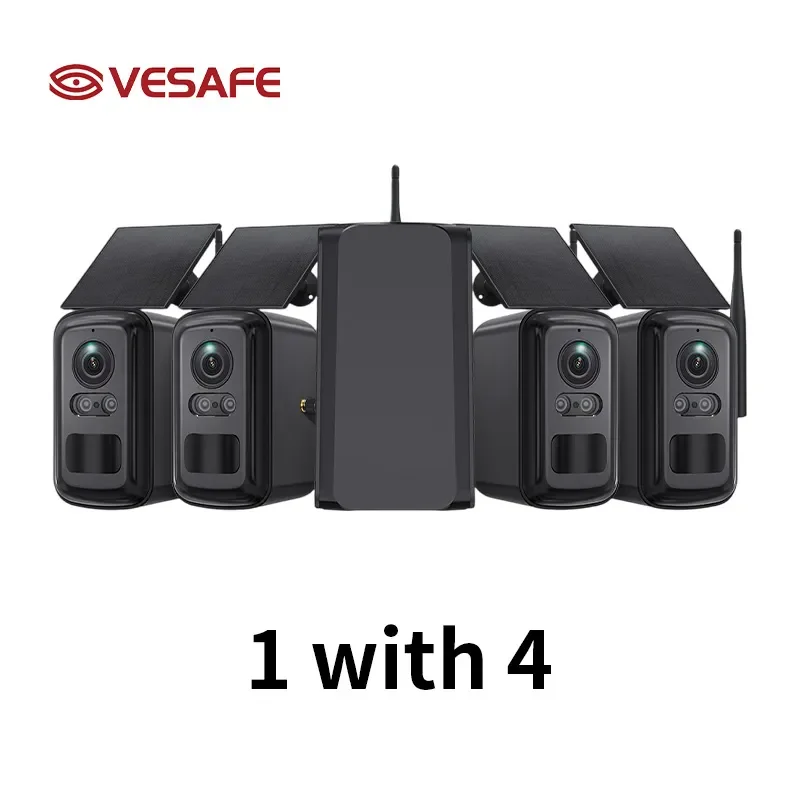for VESAFE Home Center Solar Wireless Security Camera Outdoor System 4 Channel Kit Smart Alarm PIR Human Detection