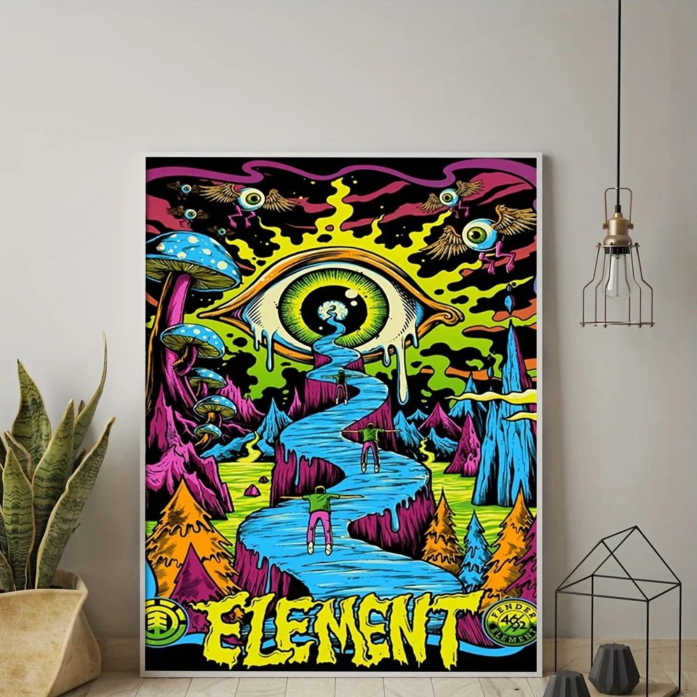 Classic Abstract Wall Art Psychedelic Colours Wall Art Pictures HD Canvas Printed Poster for Home Living Room Bedroom Decorat