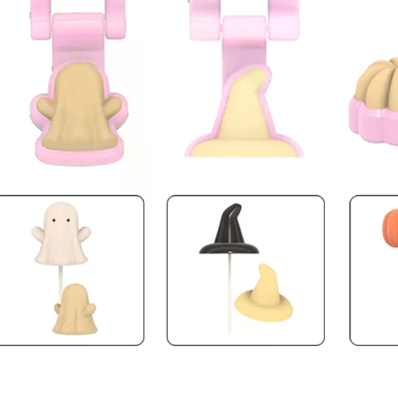 

Halloween Ghost Pumpkin 3D Cake Molds Cake Cutter And Pusher Non-stick Doughnut DIY Clay Candle Making Home Parties Baking