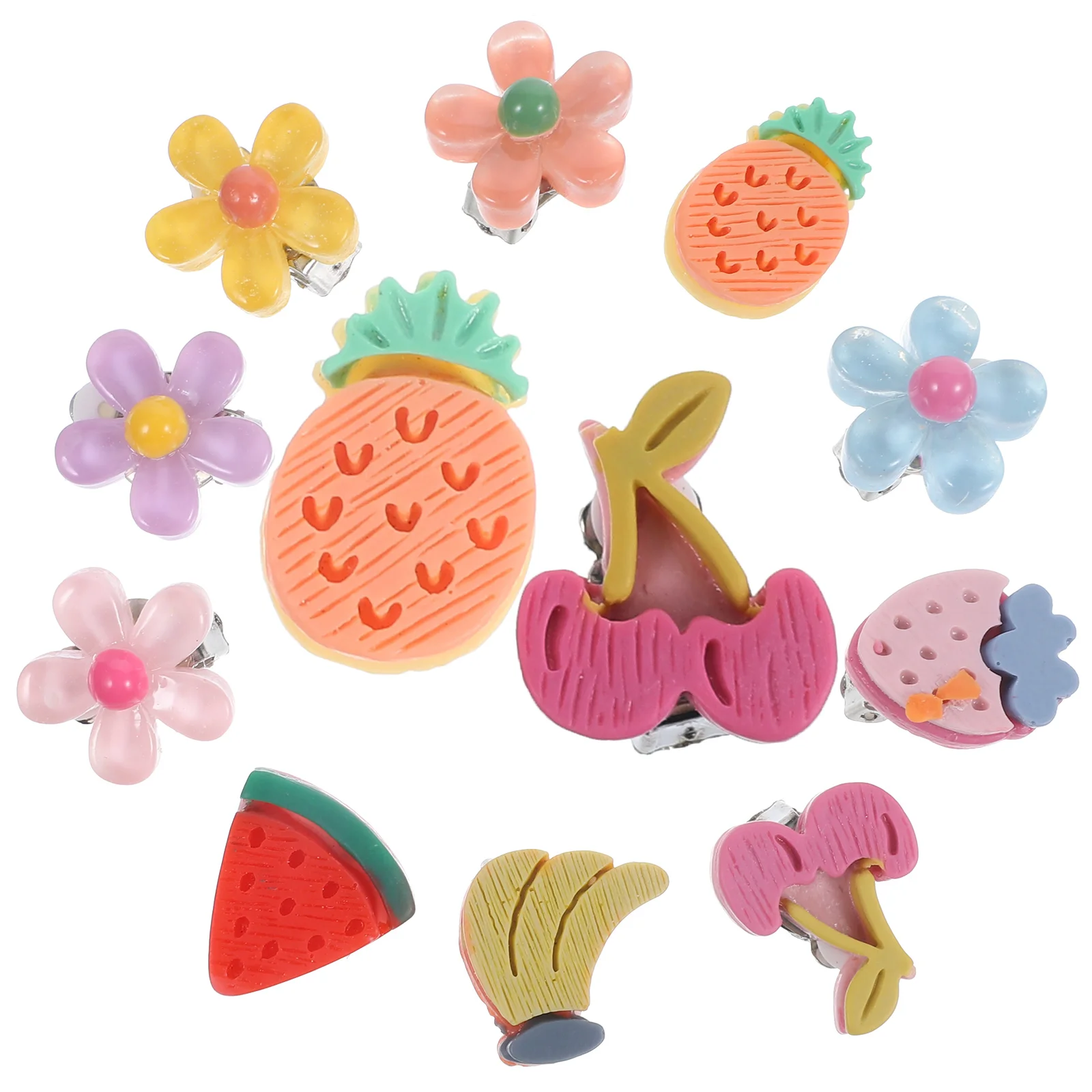 10 Pairs Girls Dress up Jewelry Children's Ear Clip Stud Earrings Kids Decorations Plastic Play