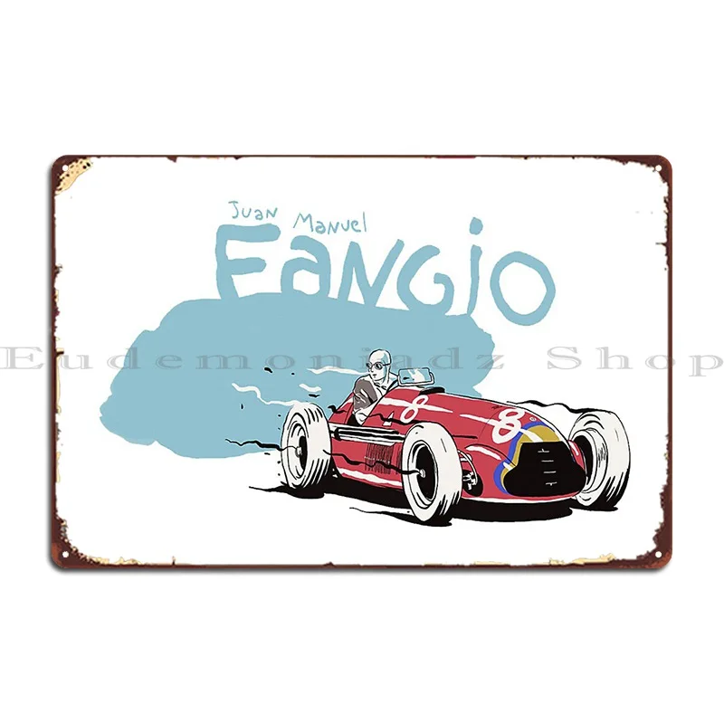 Juan Manuel Fangio Metal Sign Decoration Iron Party Garage Cinema Tin Sign Poster