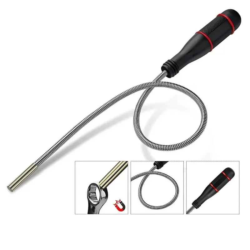 Flexible Magnetic Pickup Tool Metal Foldable Pick Up Tool Magnet Spring Grip Grabber Portable Hand Tools Multi-Purpose Use