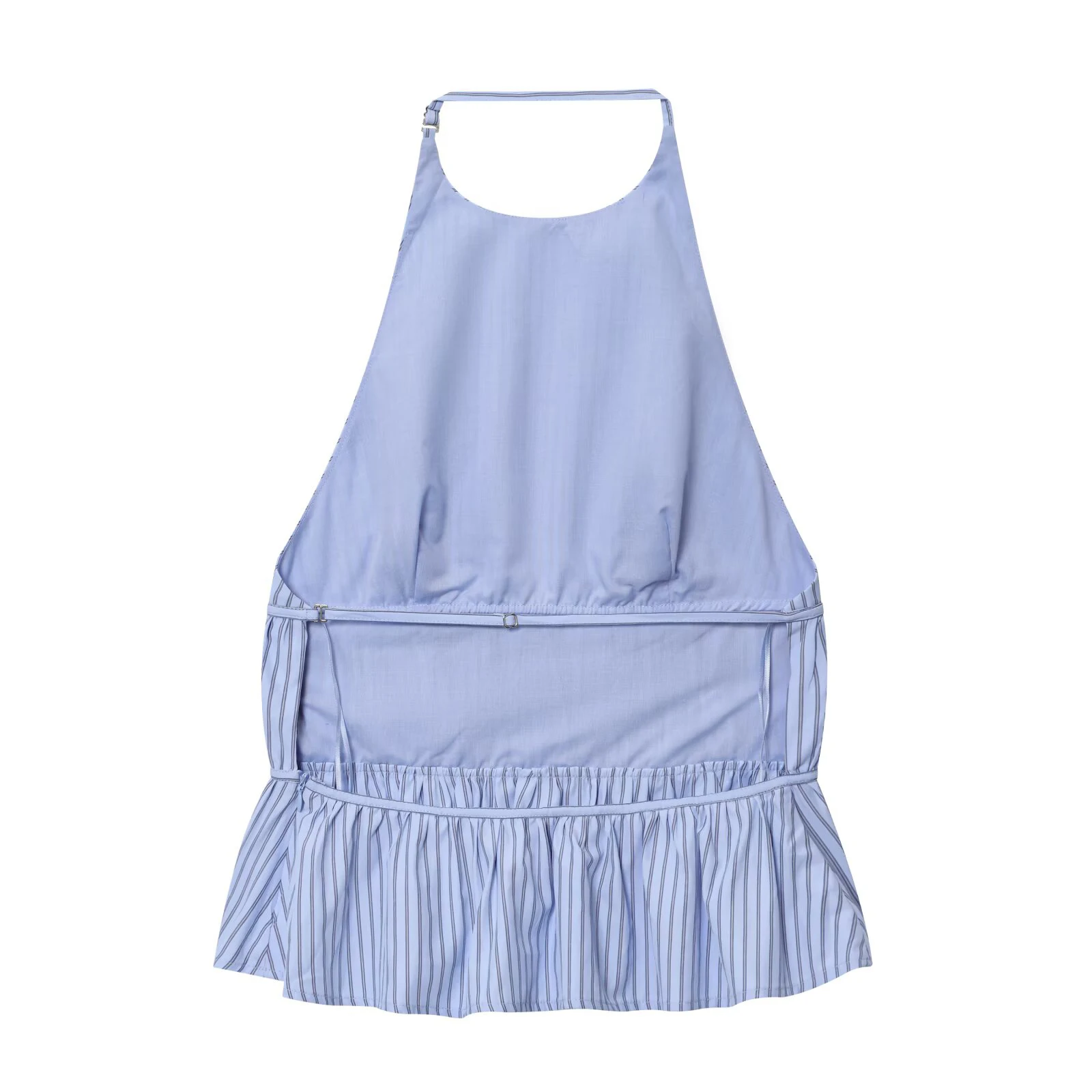 European and American style 2025 autumn new women's sleeveless slim fit backless striped poplin hanging neck collar top
